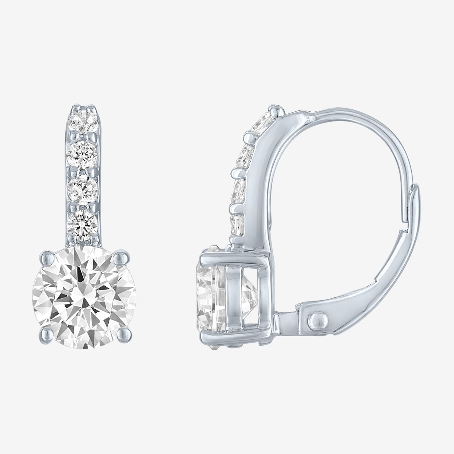 (G-H / Si2-I1) Womens 2 CT. T.W. Lab Grown White Diamond Sterling Silver 14mm Hoop Earrings