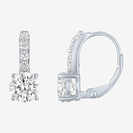 (G-H / Si2-I1) Womens 2 CT. T.W. Lab Grown White Diamond Sterling Silver 14mm Hoop Earrings