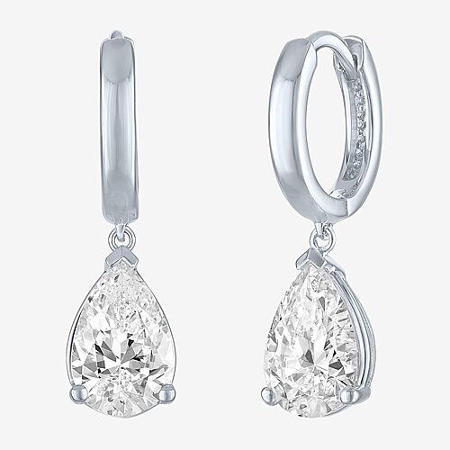 Fine Jewelry (g-h / Si2-i1) Womens 1 1/2 Ct. T.w. Lab Grown White Diamond 14k Gold Over Silver 17.2mm Pear Hoop E