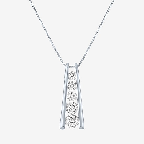 (G-H / Si2-I1) Womens 1 1/2 CT. T.W. Lab Grown White Diamond Sterling Silver Round 18 Inch Pendant Necklace
