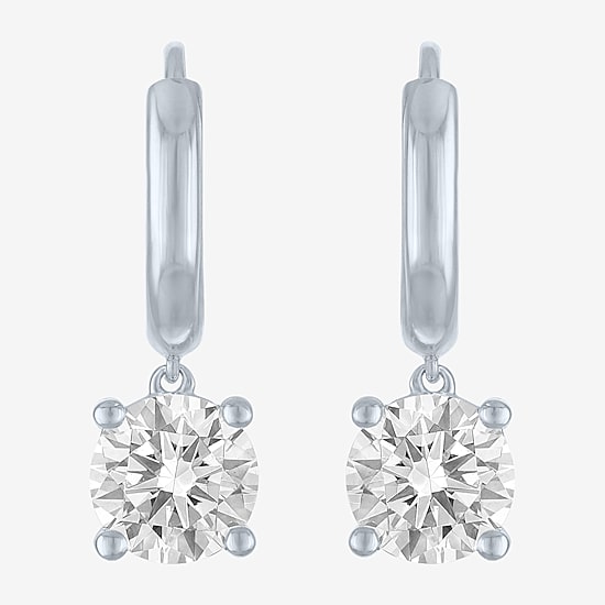 G-H / Si2-I1 Womens 1 1/2 CT. T.W. Lab Grown White Diamond Sterling Silver 17.2mm Round Hoop Earrings