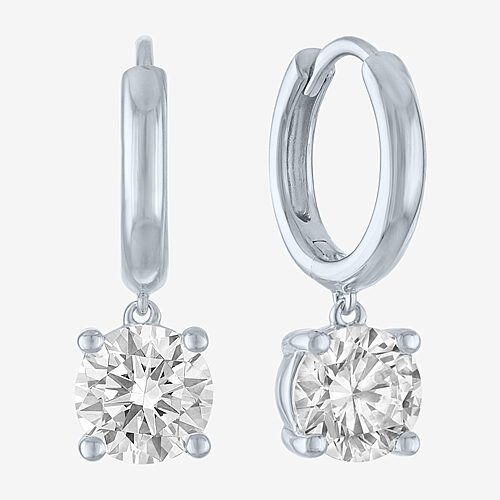 Fine Jewelry G-h / Si2-i1 Womens 1 1/2 Ct. T.w. Lab Grown White Diamond Sterling Silver 17.2mm Round Hoop Earring