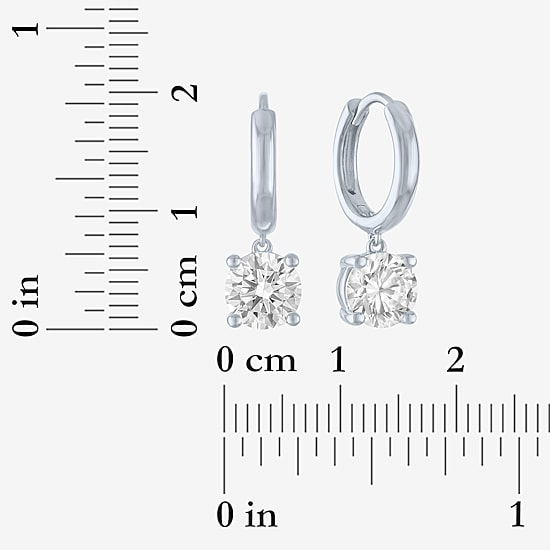 G-H / Si2-I1 Womens 1 1/2 CT. T.W. Lab Grown White Diamond Sterling Silver 17.2mm Round Hoop Earrings