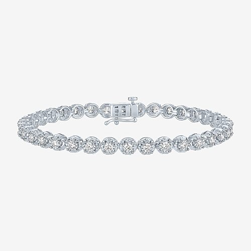 Fine Jewelry (g-h / Si1-si2) Womens 2 Ct. T.w. Lab Grown White Diamond Sterling Silver 6 Inch Tennis Bracelet
