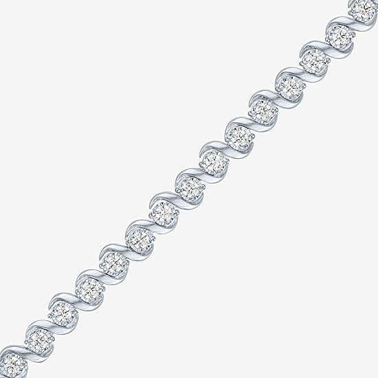 (G-H / Si1-Si2) Womens 2 CT. T.W. Lab Grown White Diamond Sterling Silver 6 Inch Tennis Bracelet