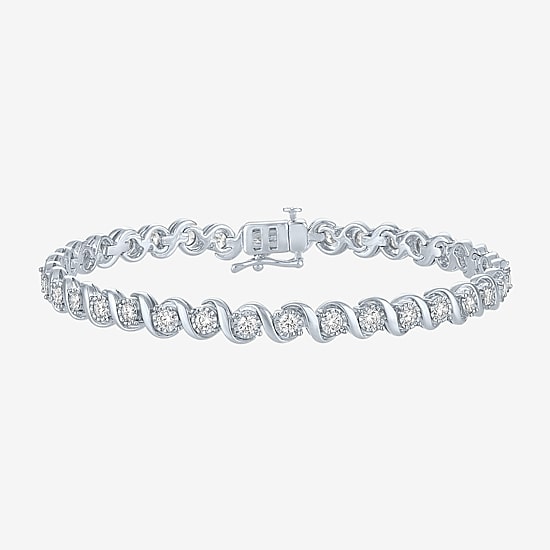 (G-H / Si1-Si2) Womens 2 CT. T.W. Lab Grown White Diamond Sterling Silver 6 Inch Tennis Bracelet