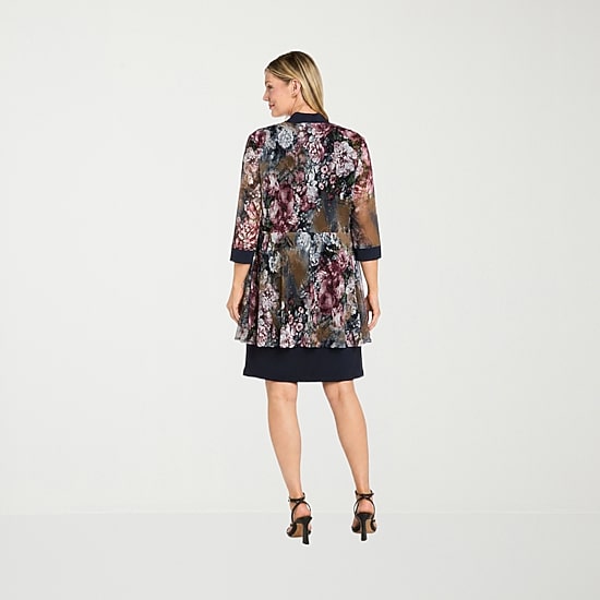 R & M Richards Womens Jacket Dress With Removable Necklace