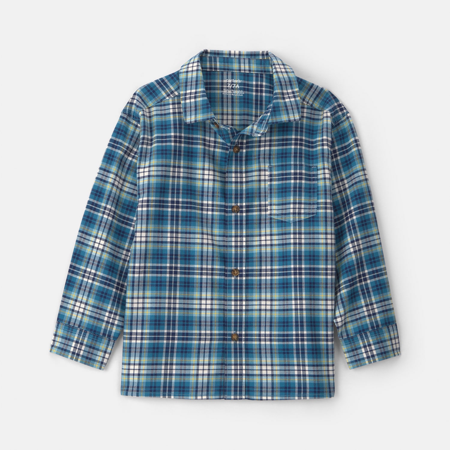 Carter's Little & Big Kid Boys Long Sleeve Cuffed Regular Fit Button-Down Shirt