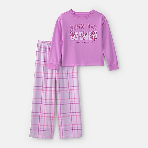 Carter's Little & Big Kid Girls Fleece Crew Neck Long Sleeve 2-pc. Pajama Set In Purple