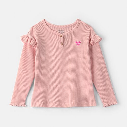 Carter's Babies' Toddler Girls Crew Neck Long Sleeve Blouse In Pink