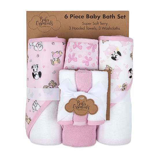 Baby Essentials 6 Pack Bath Towel Set