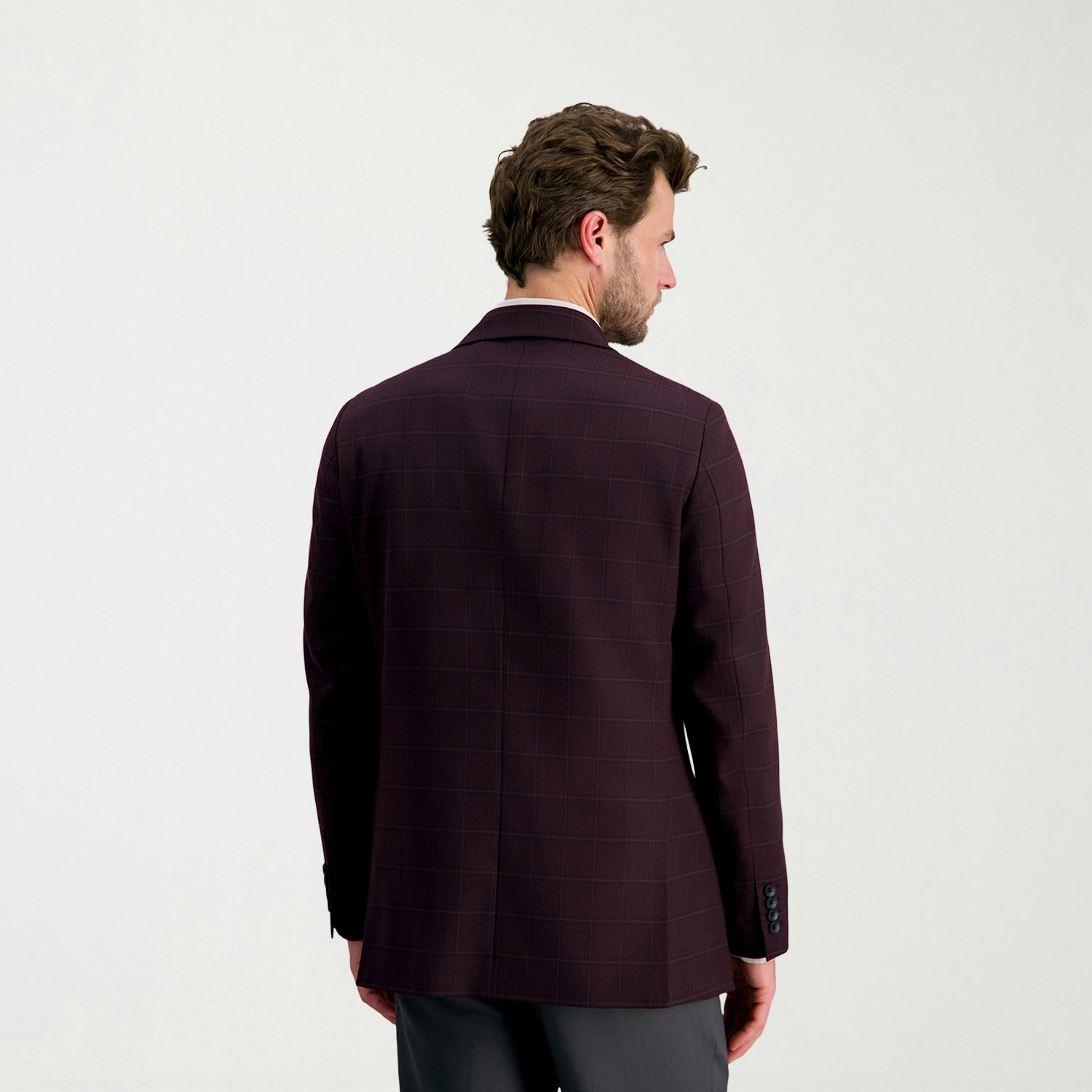 Haggar JMH Jm Haggar Mens Plaid Modern Fit Sport Coat