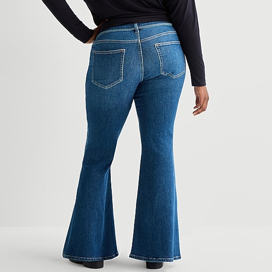 Arizona Womens Juniors Plus Low Rise Flare Leg Jean