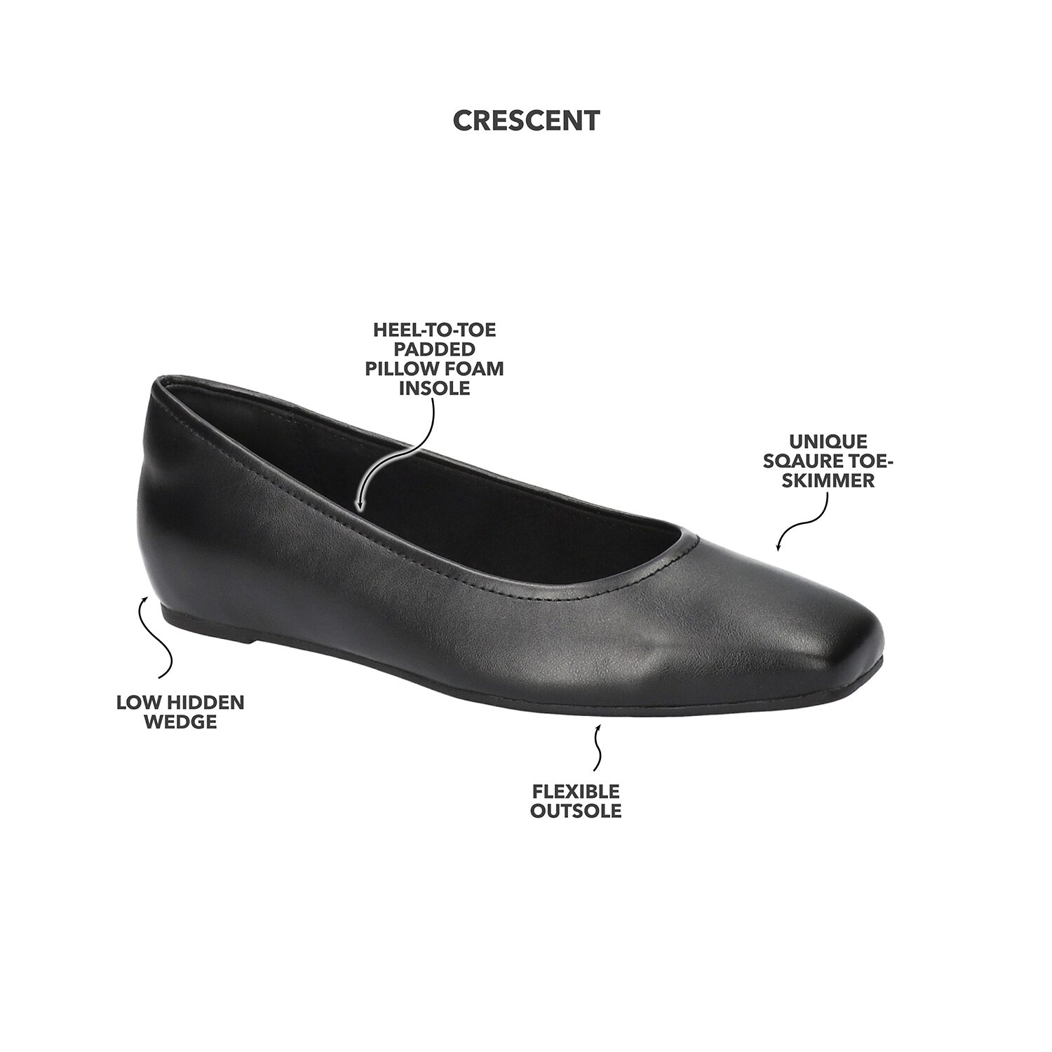 Easy Street Crescent Womens Round Closed Toe Ballet Flats