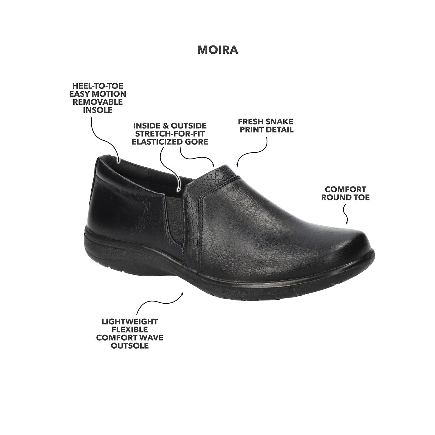 Easy Street Moira Womens Round Closed Toe Slip-On Shoe