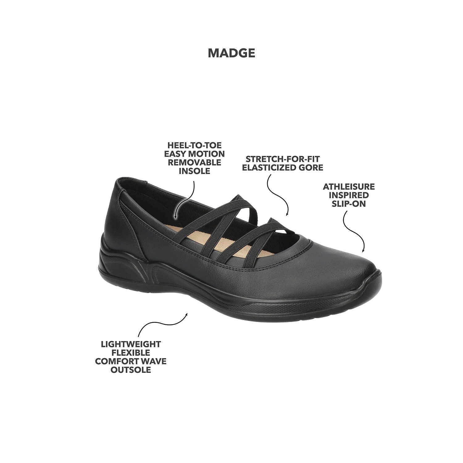 Easy Street Madge Womens Round Closed Toe Slip-On Shoe