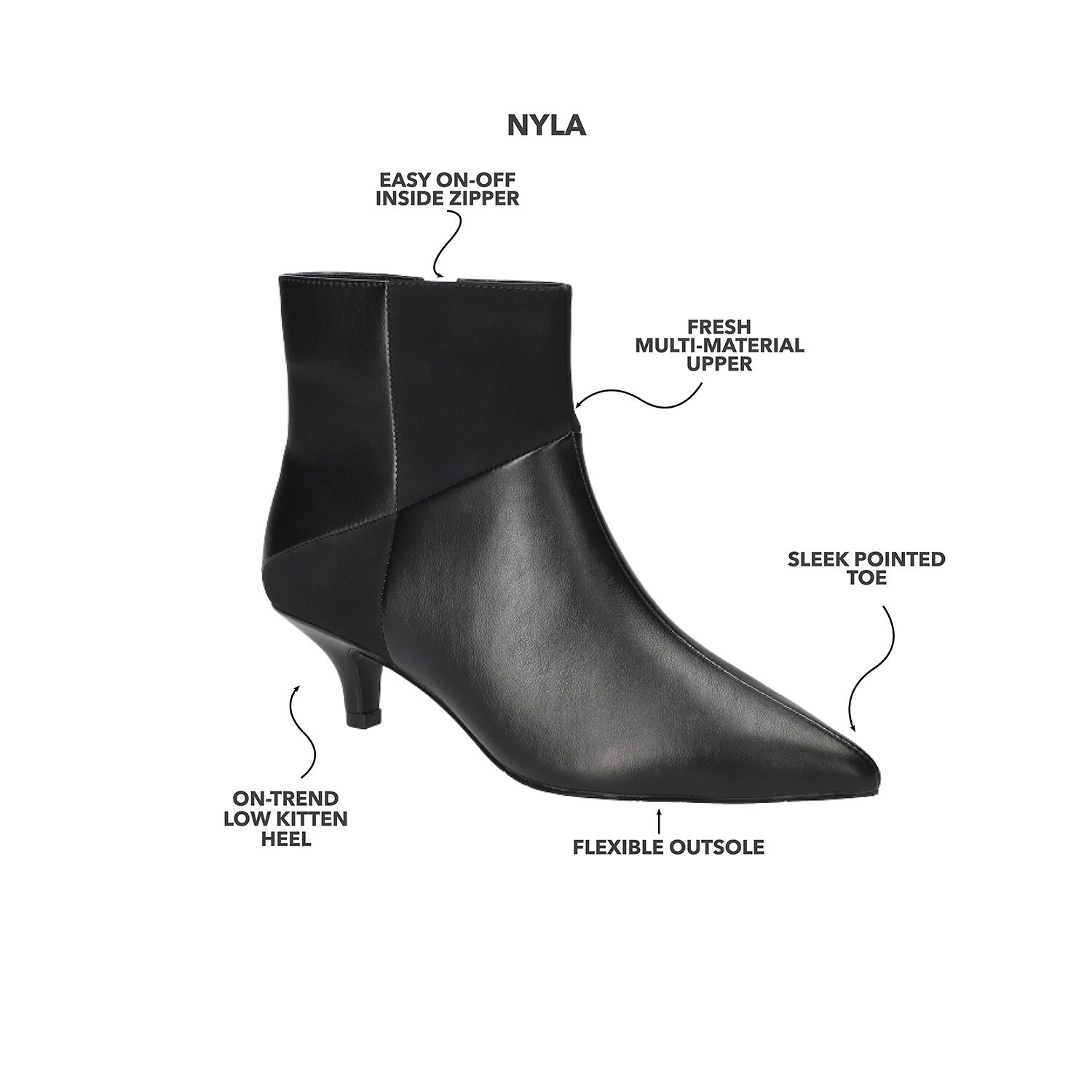 Easy Street Womens Nyla Kitten Heel Booties