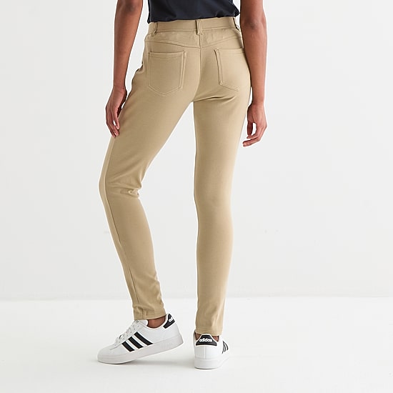 IZOD Womens Juniors Skinny Mid Rise Flat Front Pant