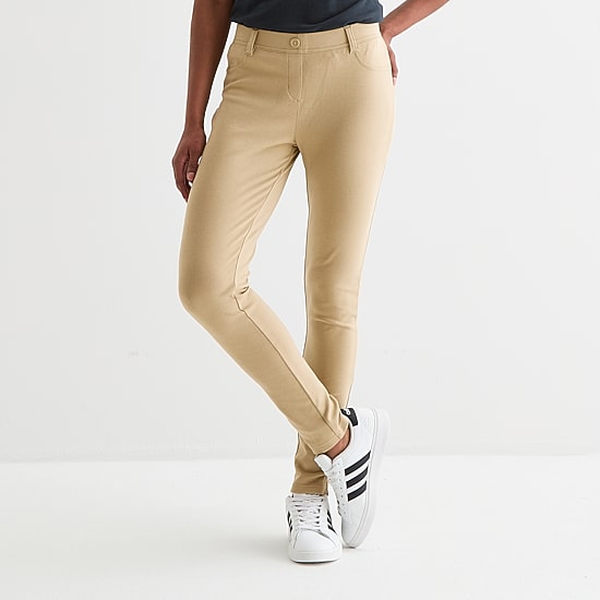 IZOD Womens Juniors Skinny Mid Rise Flat Front Pant