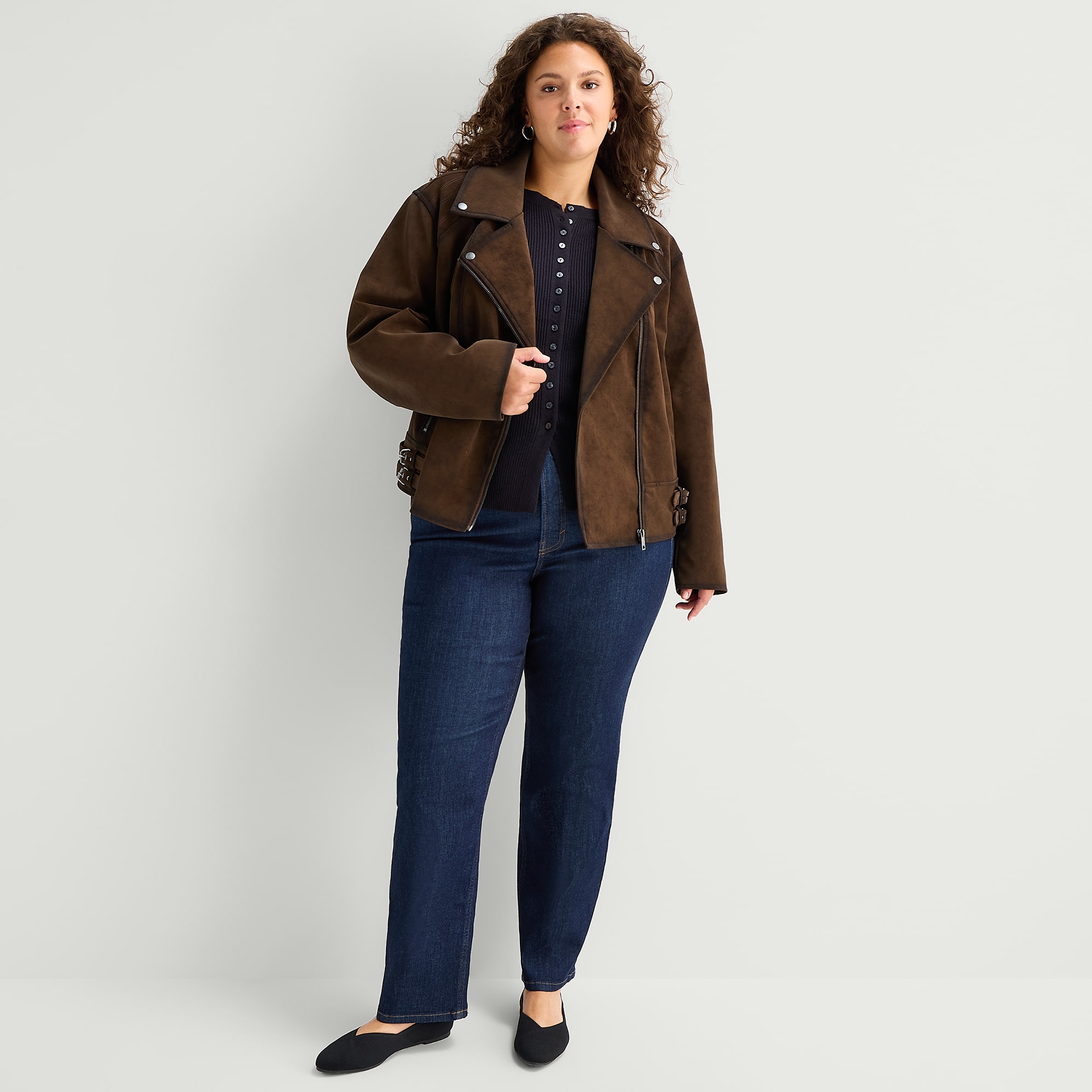 A.N.A Womens Plus Faux Leather Lightweight Jacket