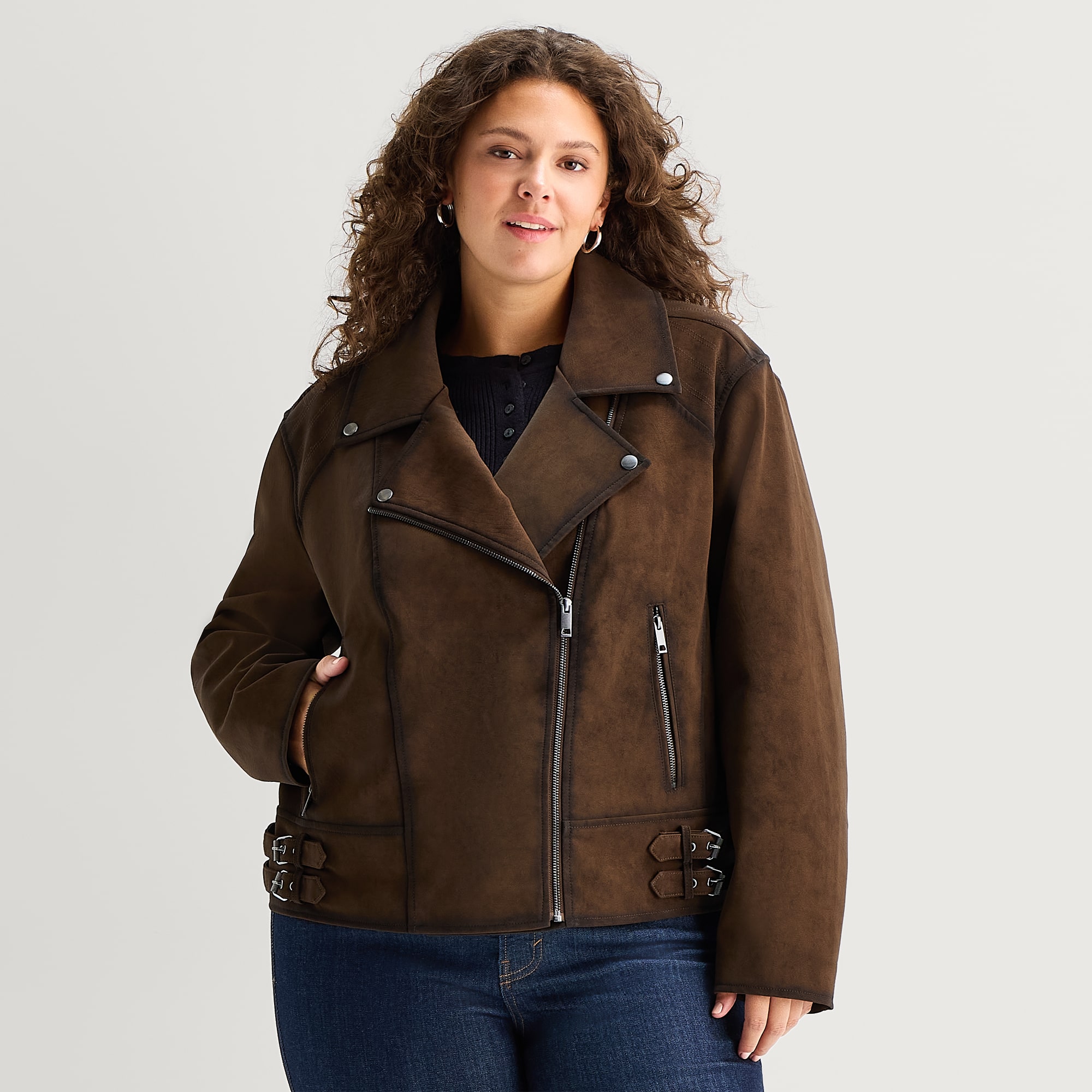 A.N.A Womens Plus Faux Leather Lightweight Jacket