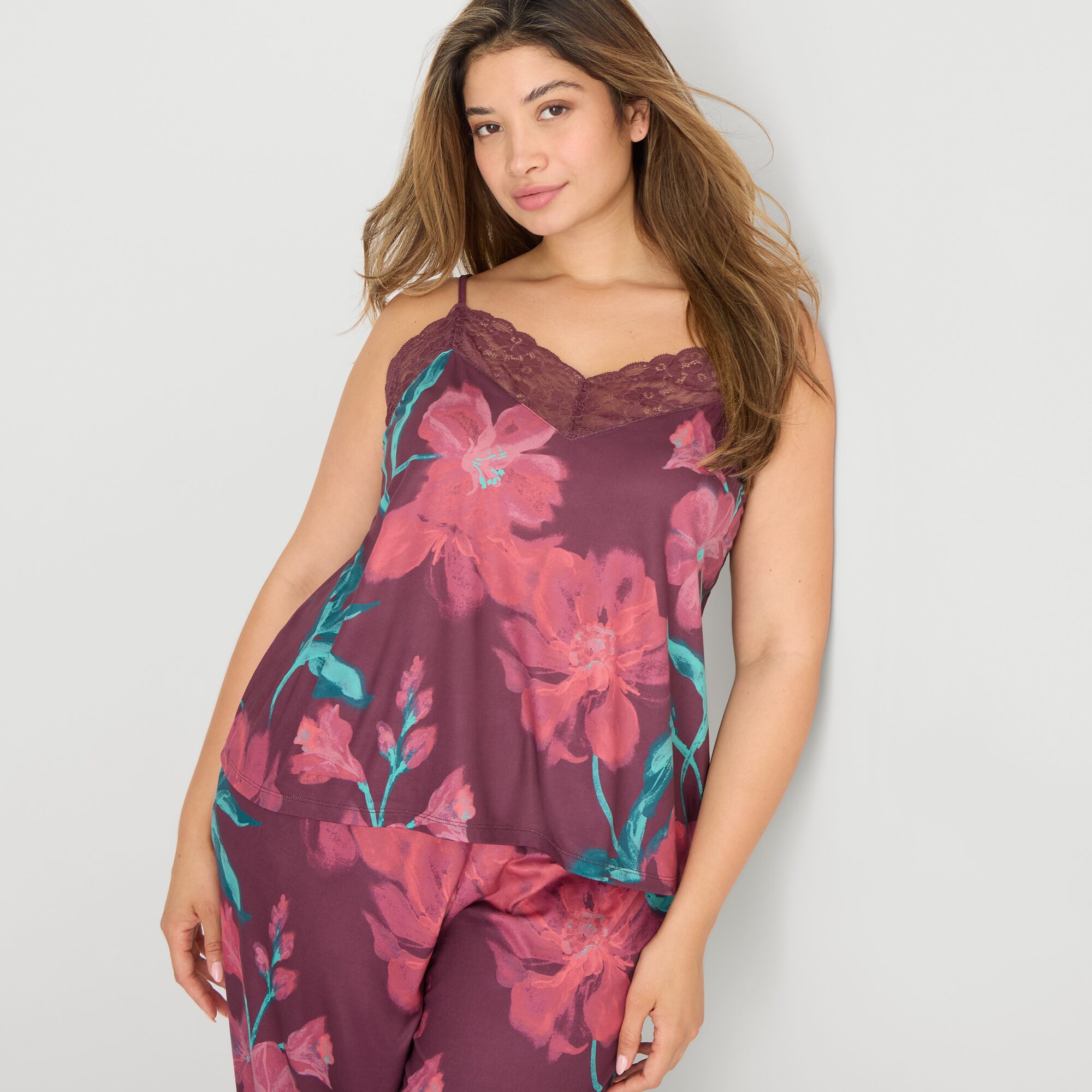 Ambrielle Womens V-Neck Sleeveless 2-pc. Pajama Set