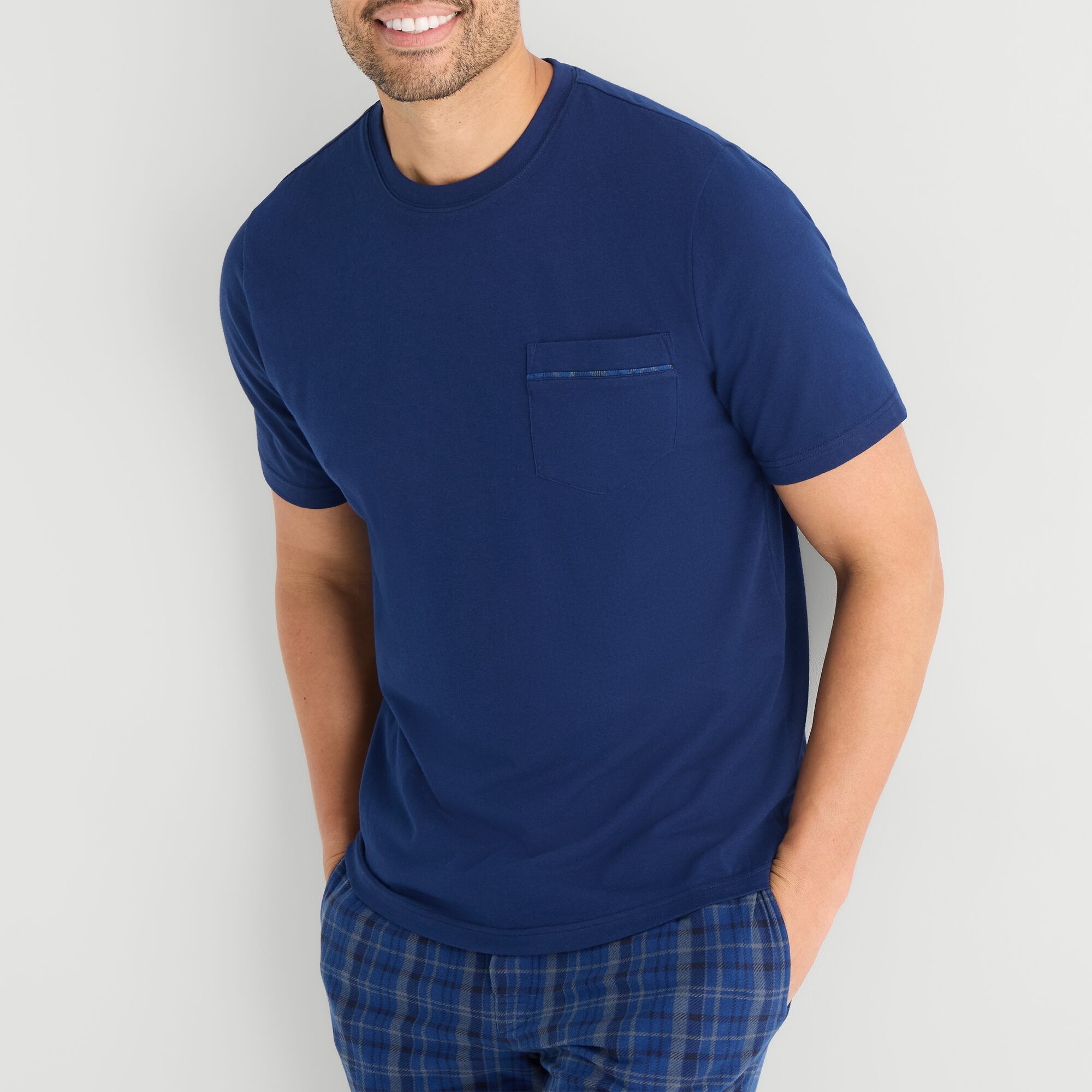 St. John's Bay Mens Crew Neck Short Sleeve 2-pc. Pajama Set