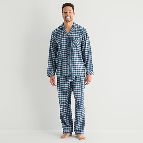 St. John's Bay Mens Flannel Long Sleeve 2-pc. Pajama Set In Green