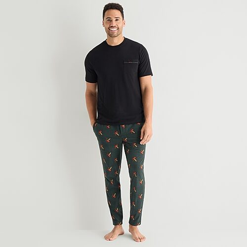 St. John's Bay Mens Crew Neck Short Sleeve 2-pc. Pajama Set In Green