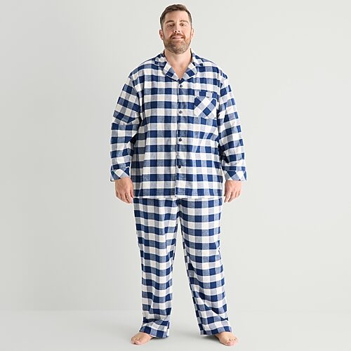 St. John's Bay Mens Flannel Long Sleeve 2-pc. Big And Tall Pajama Set In Blue