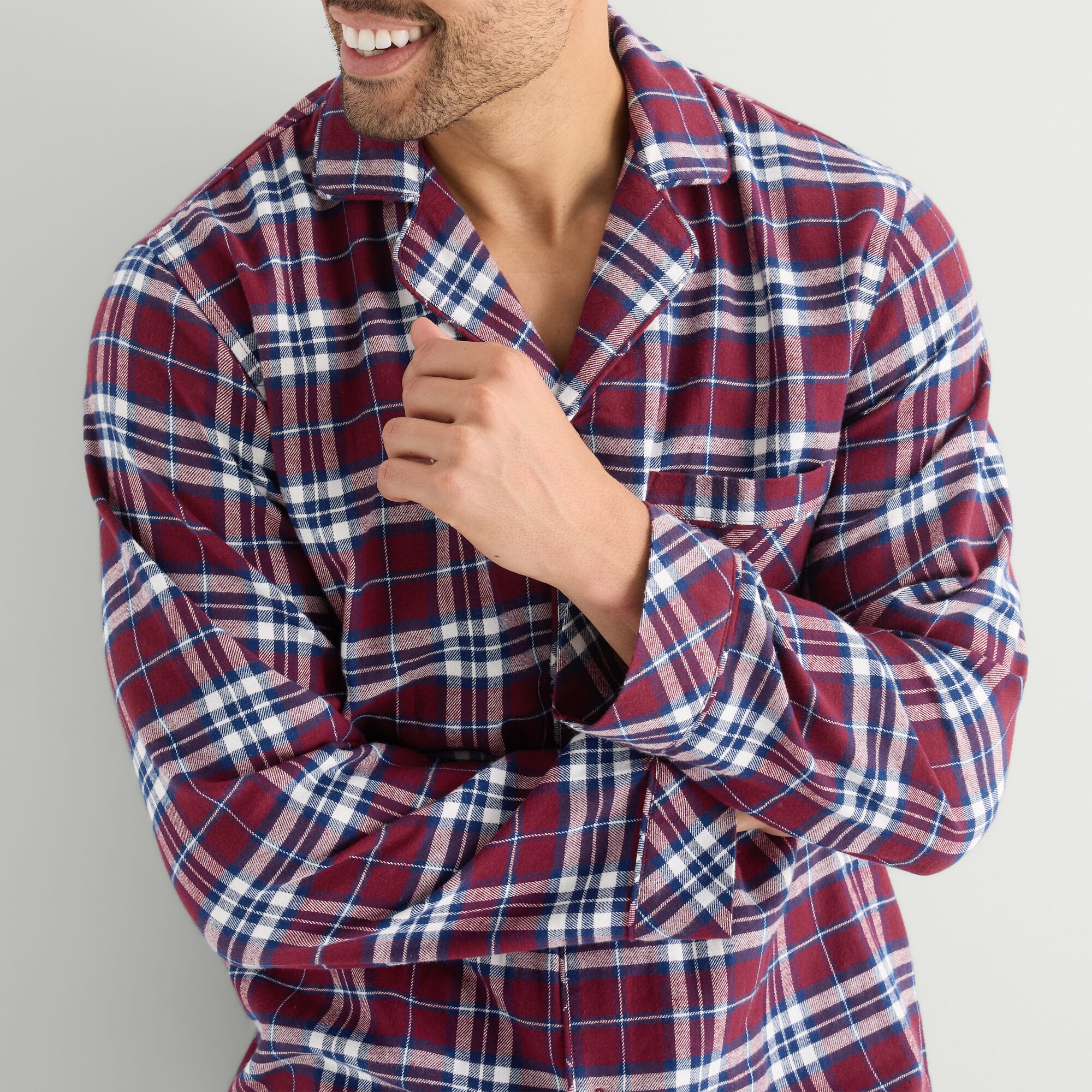 St. John's Bay Mens Flannel Long Sleeve 2-pc. Pajama Set
