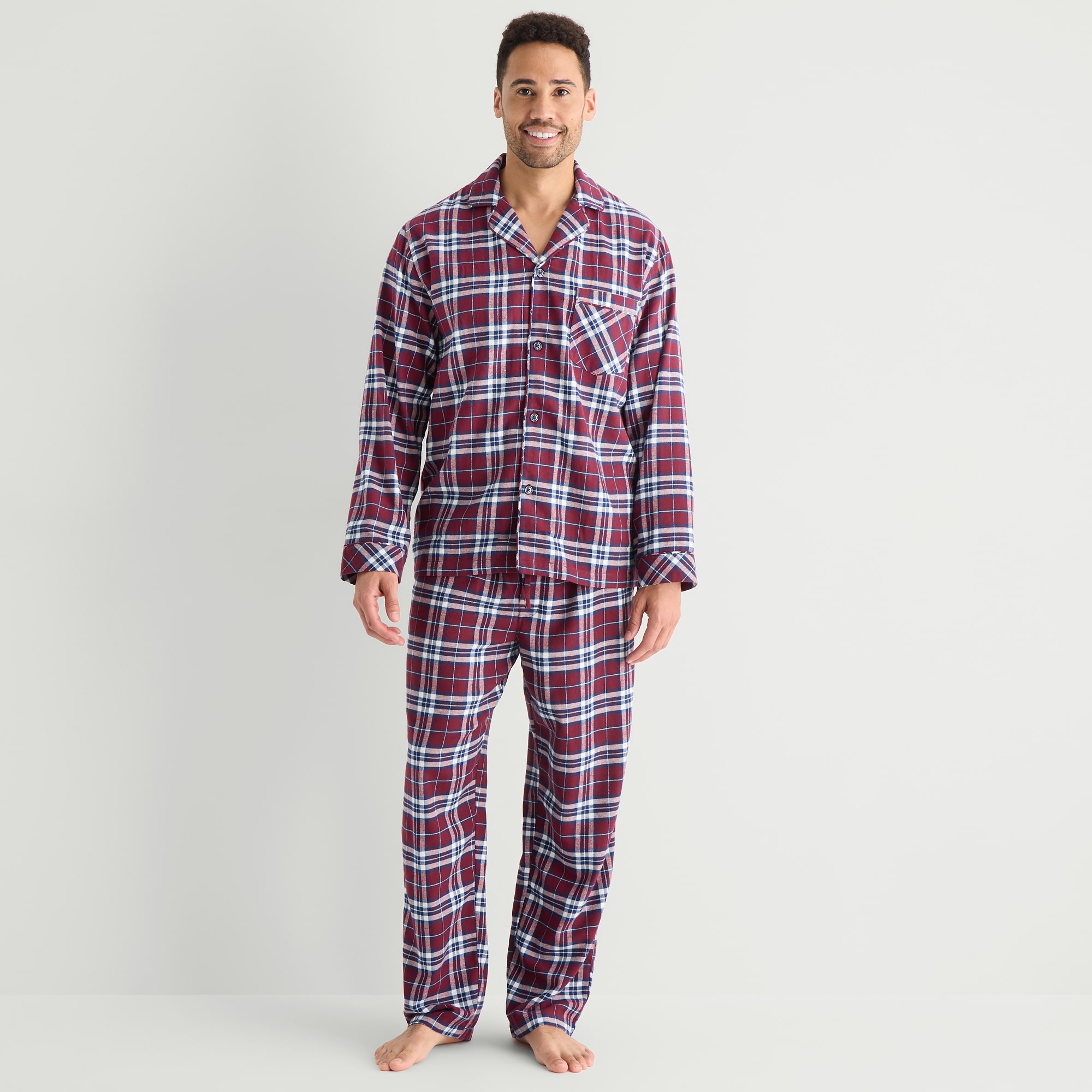 St. John's Bay Mens Flannel Long Sleeve 2-pc. Pajama Set