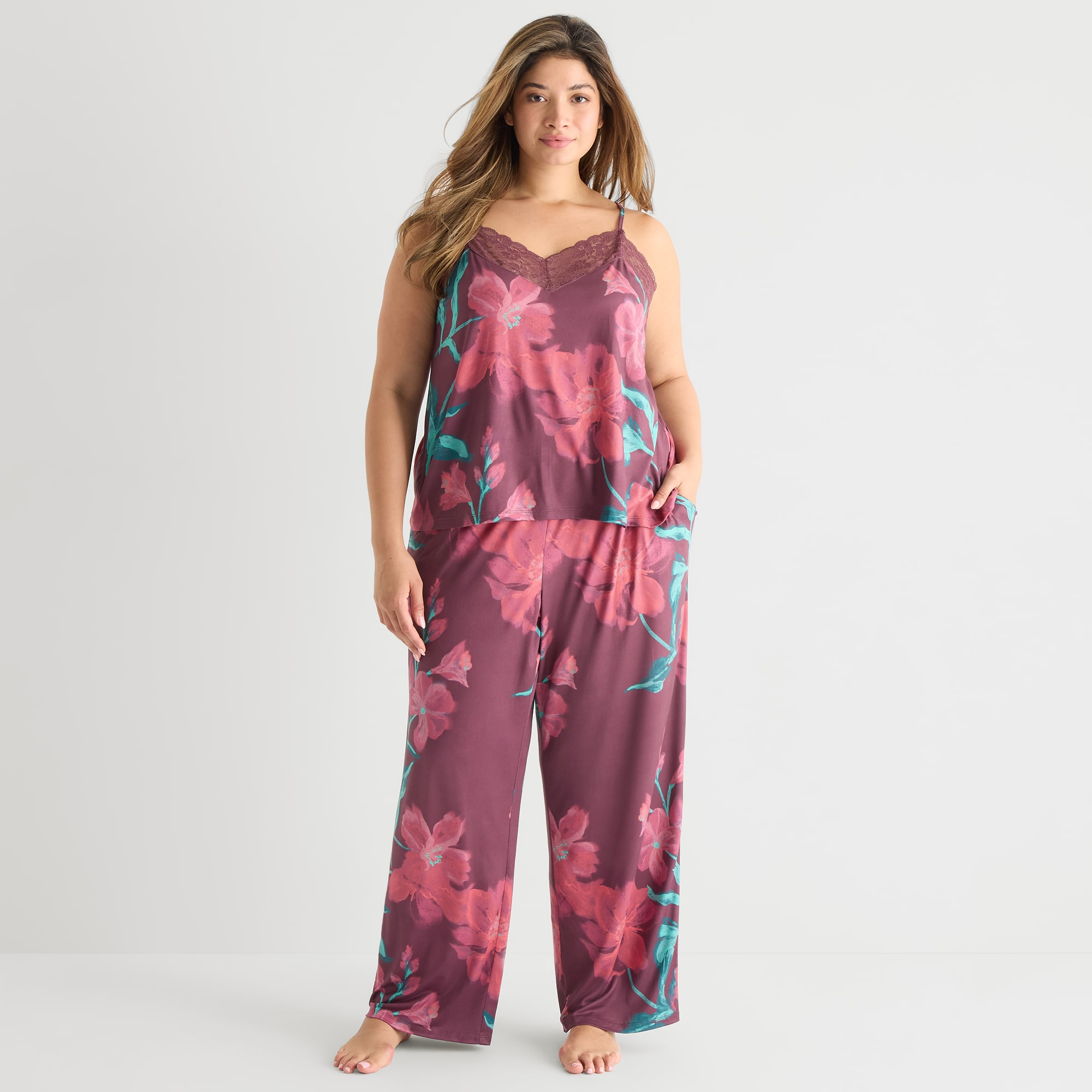 Ambrielle Womens V-Neck Sleeveless 2-pc. Pajama Set