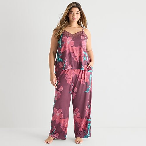 Ambrielle Womens V-neck Sleeveless 2-pc. Pajama Set In Purple