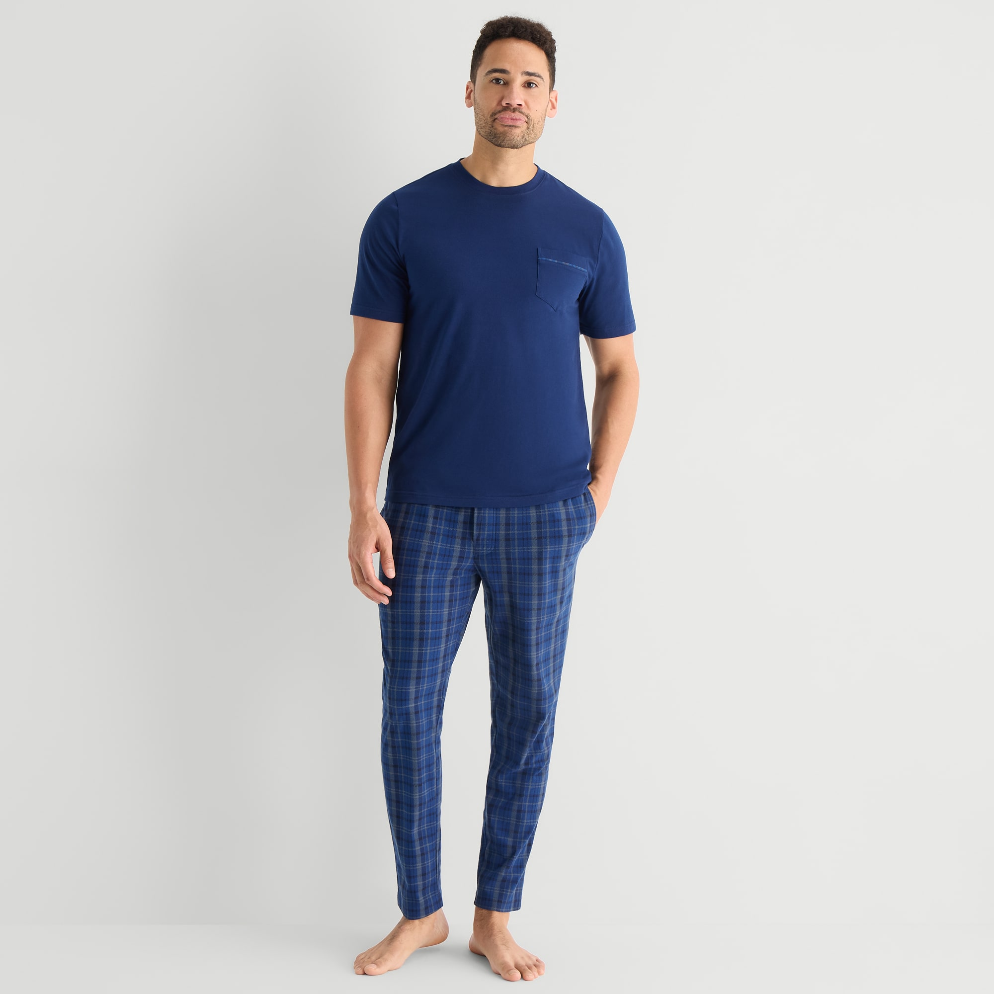 St. John's Bay Mens Crew Neck Short Sleeve 2-pc. Pajama Set