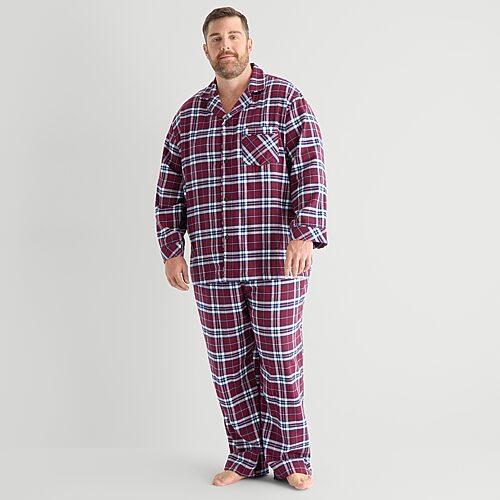 St. John's Bay Mens Flannel Long Sleeve 2-pc. Big And Tall Pajama Set In Nude
