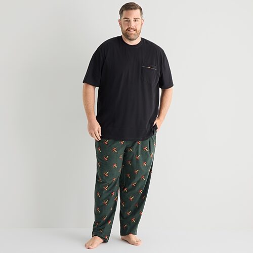 St. John's Bay Mens Crew Neck Short Sleeve 2-pc. Big And Tall Pajama Set In Green