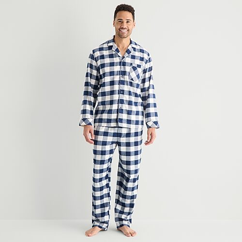 St. John's Bay Mens Flannel Long Sleeve 2-pc. Pajama Set In Blue