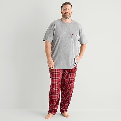 St. John's Bay Mens Crew Neck Short Sleeve 2-pc. Big And Tall Pajama Set In Red