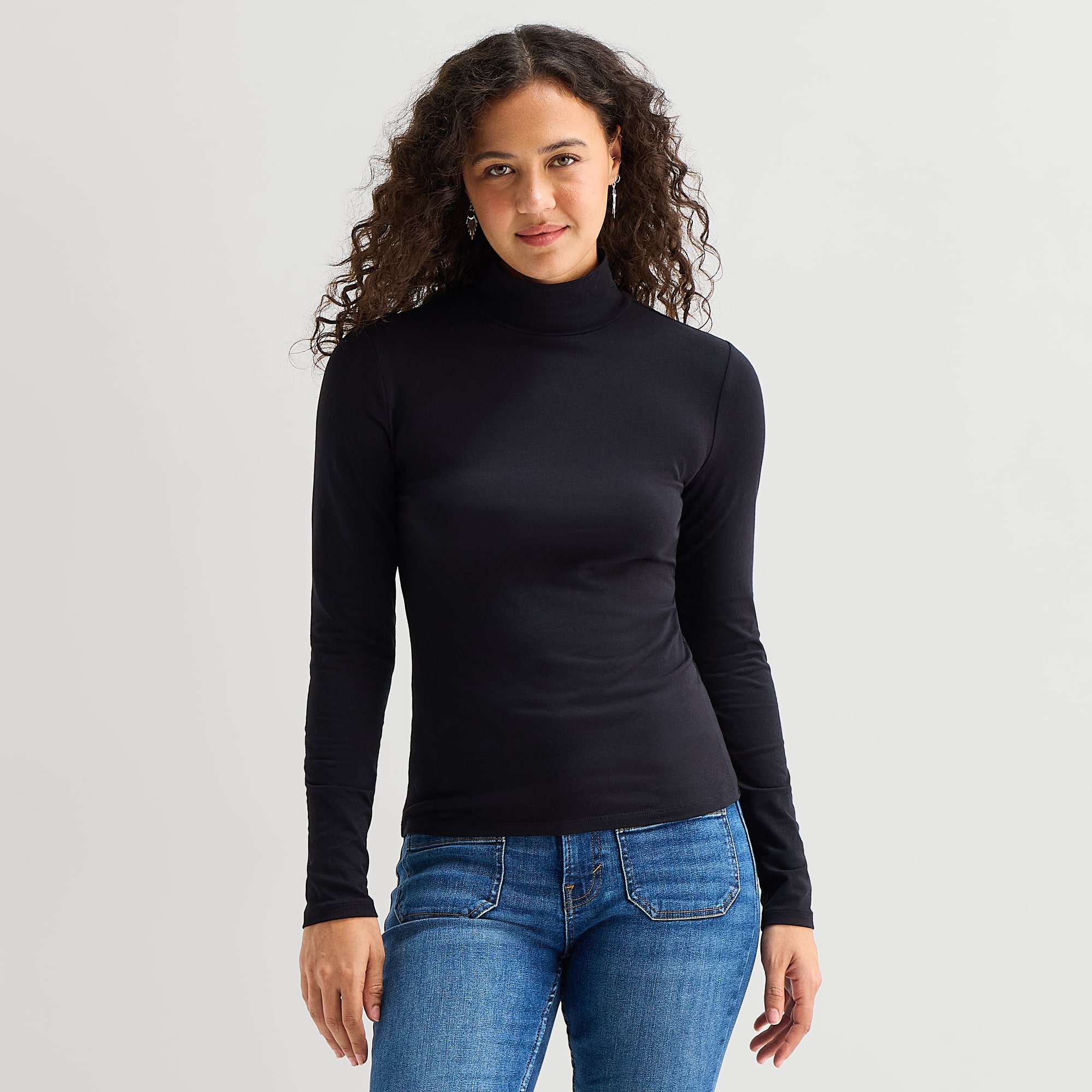 A.N.A Womens Mock Neck Long Sleeve T-Shirt