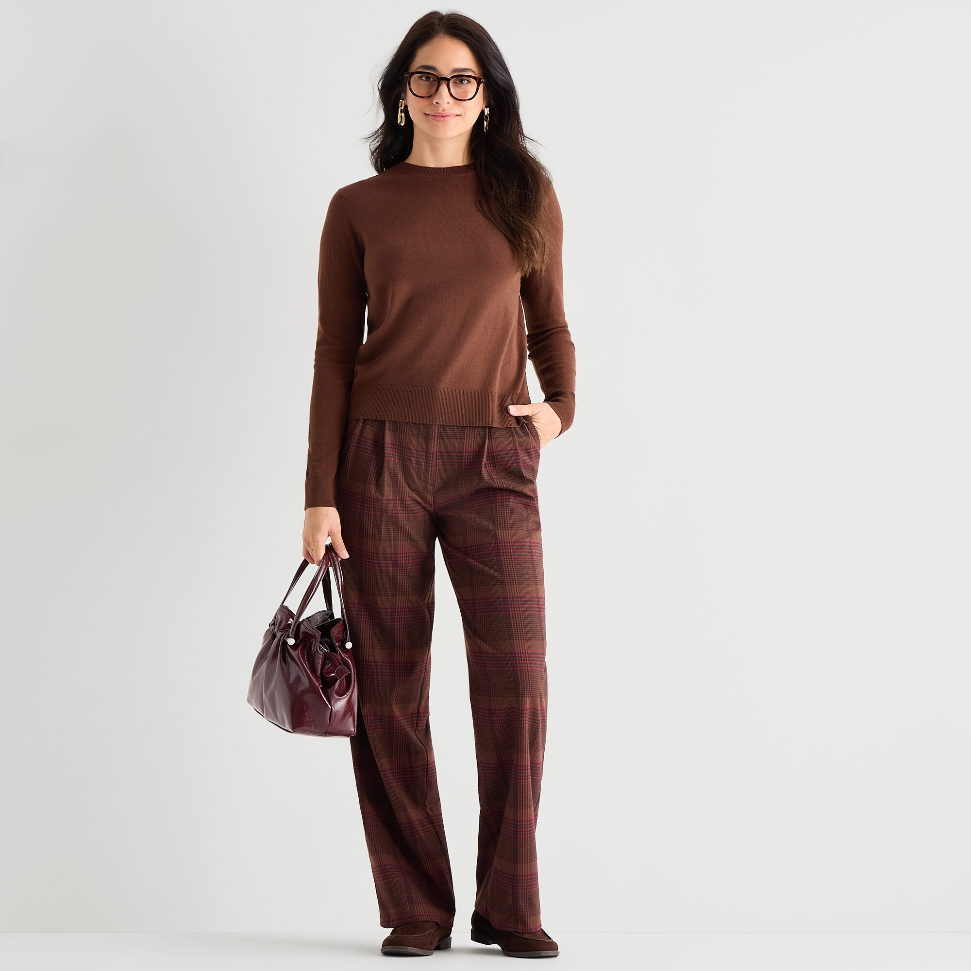 Worthington Womens Crew Neck Long Sleeve Pullover Sweater