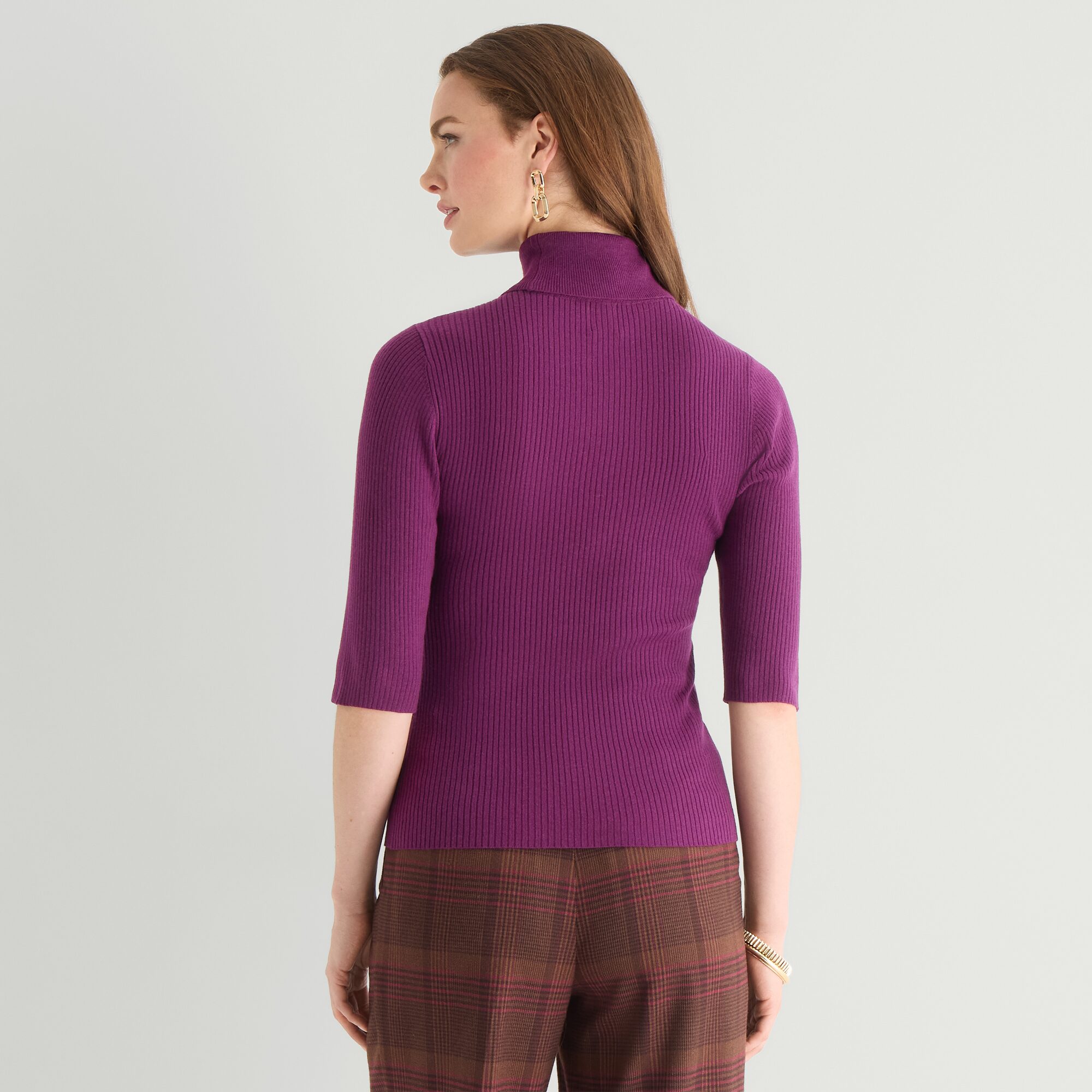 Worthington Womens Turtleneck Elbow Sleeve Pullover Sweater
