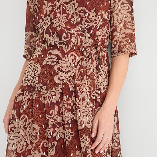 Rabbit Rabbit Rabbit Design Womens V Neck Short Sleeve Flutter Chiffon Floral Fit + Flare Dress