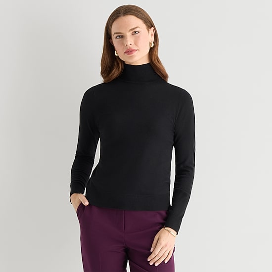 Worthington Womens Mock Neck Long Sleeve Pullover Sweater