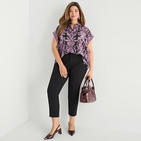 Worthington Womens Plus Short Sleeve Blouse