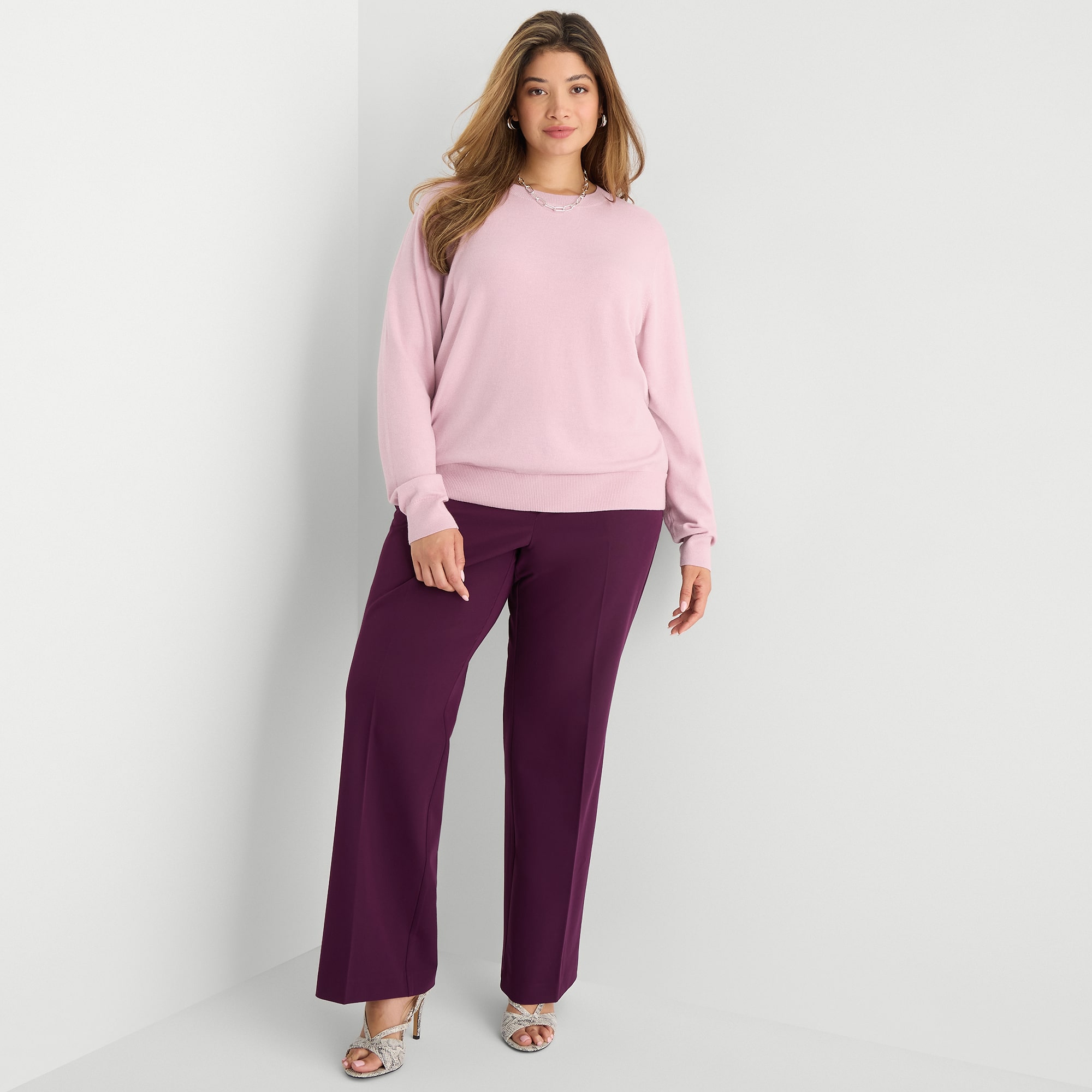 Worthington Plus Womens Crew Neck Long Sleeve Pullover Sweater