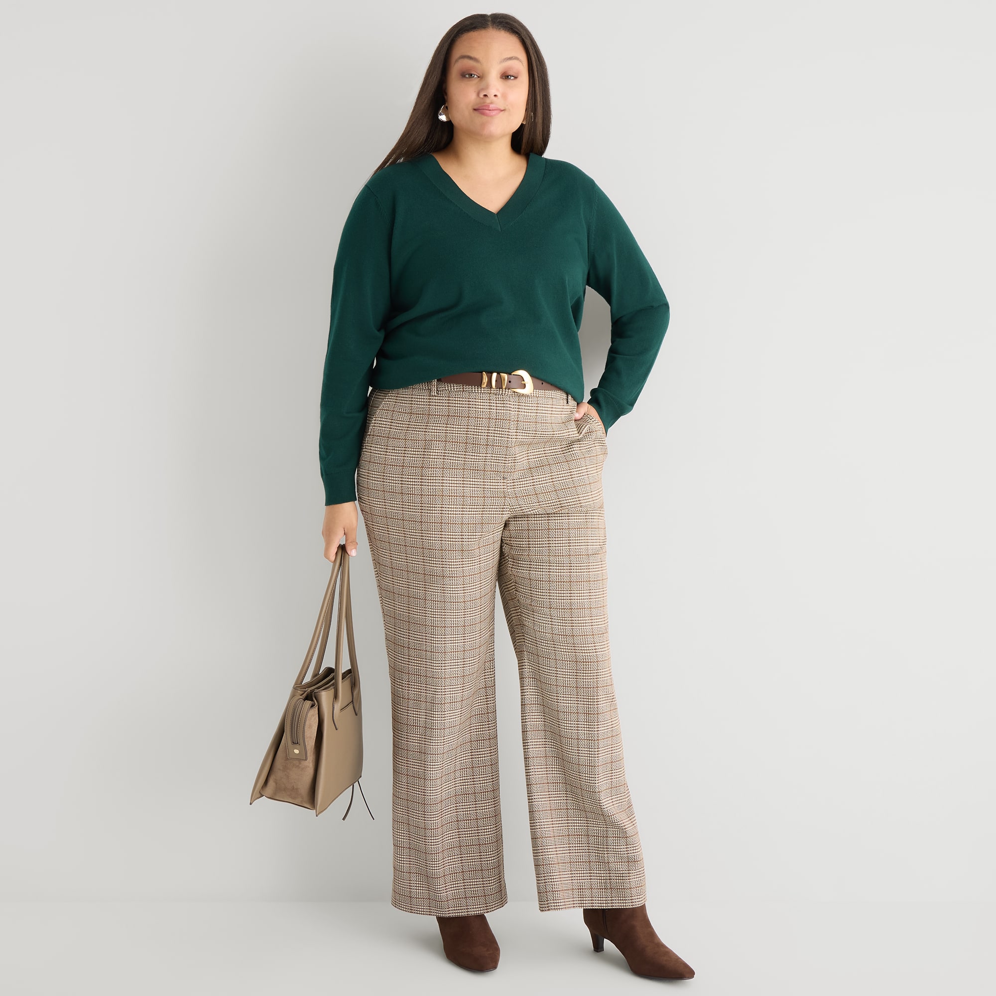 Worthington Plus Womens V Neck Long Sleeve Pullover Sweater