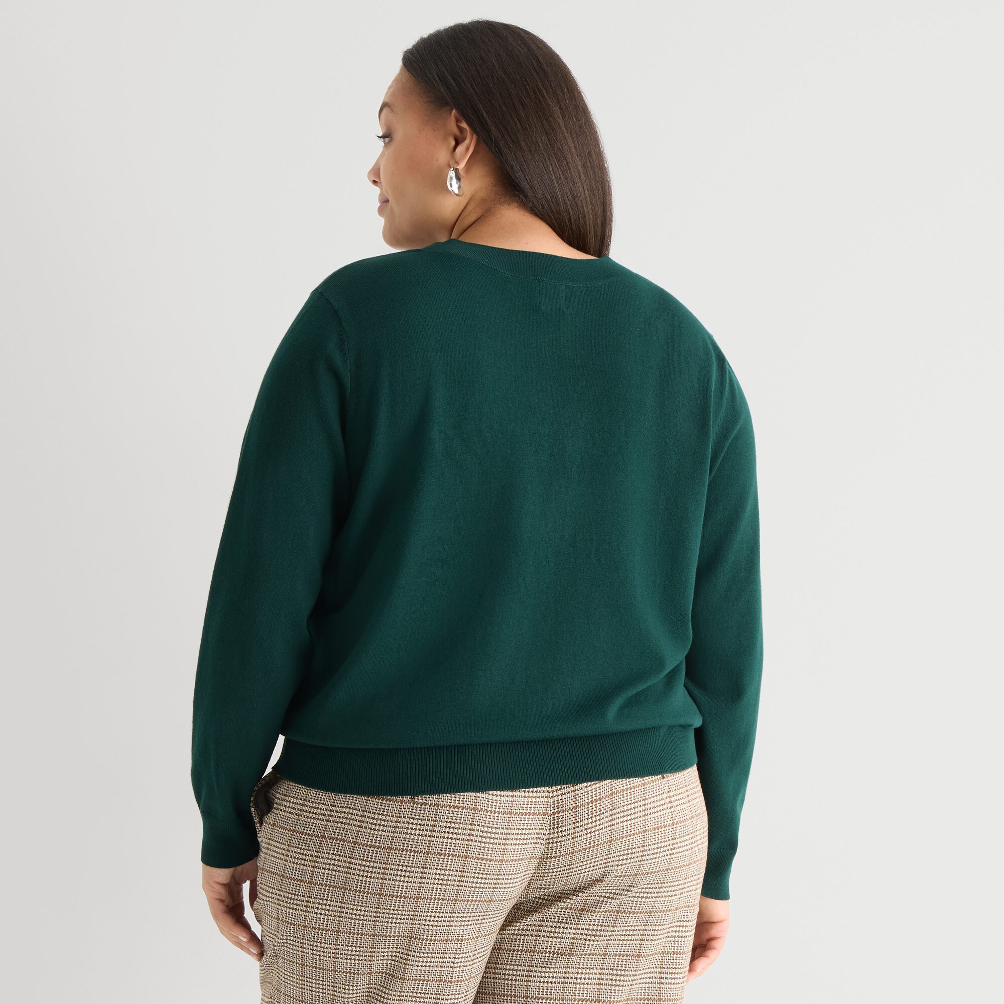 Worthington Plus Womens V Neck Long Sleeve Pullover Sweater