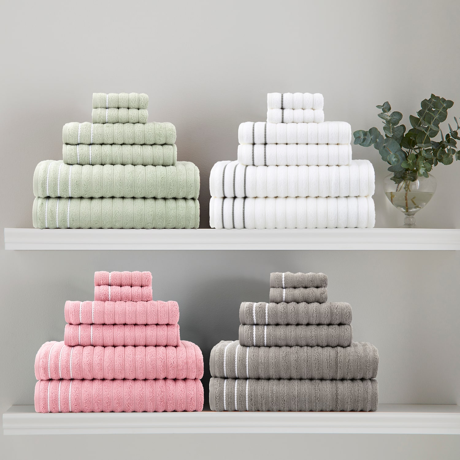 Home Expressions 6-pc. Ribbed Solid Bath Towel Set