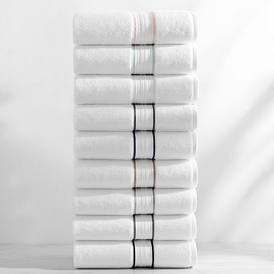 Fieldcrest Luxury Egyptian Cotton Loops Border Stripe Bath Towel